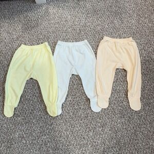 Baby Footed Leggings Bundle Pastel Yellow White Peach 3 Pack Size 0-3 Months
